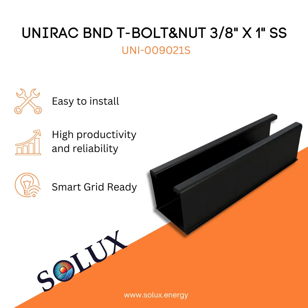 This is an image of Rail Nuts and Bolts BND, 3/8" X 1" SS - Unirac